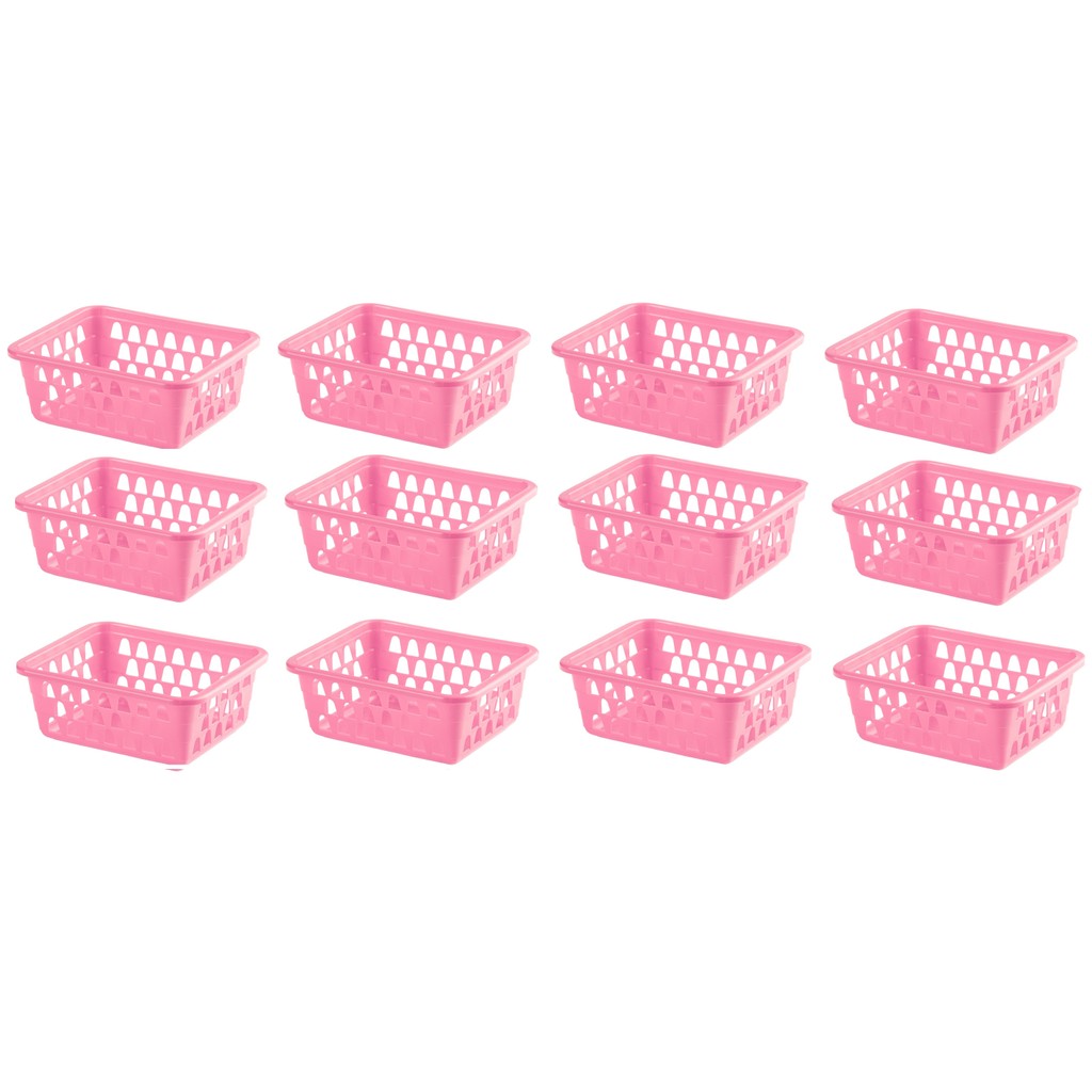 Kit Cestos Organizador Multiuso Cestinho Gaveta Rosa Praticidade