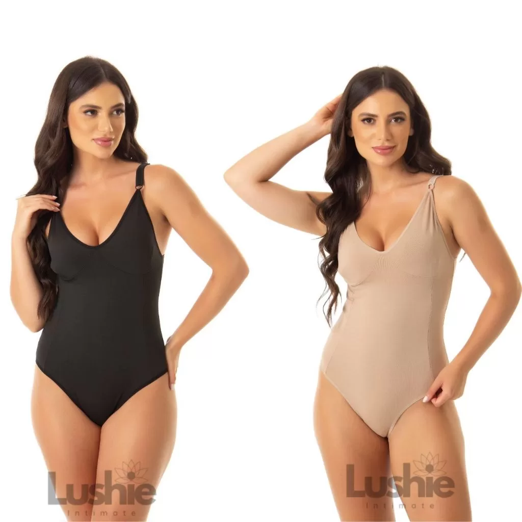 Kit 2 Cinta Modeladora Body Compressão Suplex Plus Alça Reforçada Sem Bojo Feminino