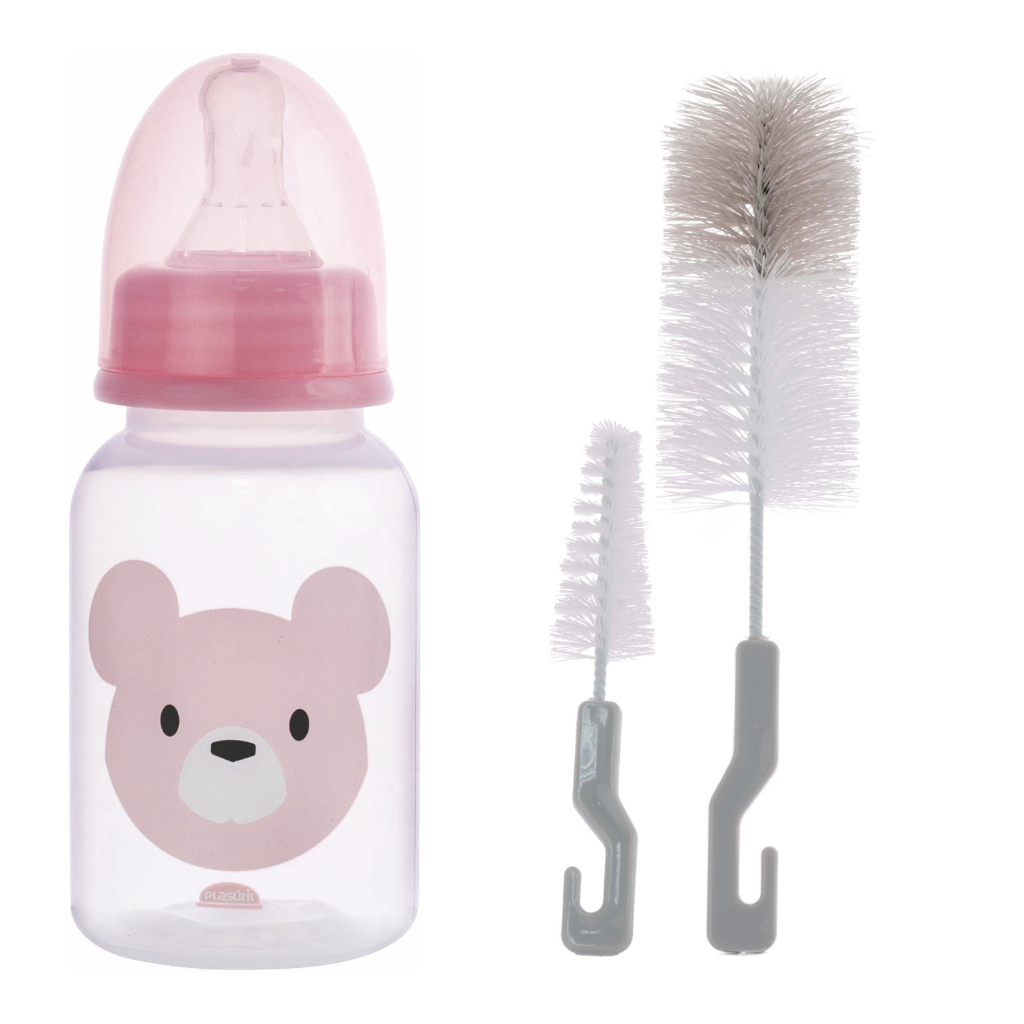 Kit Mamadeira Infantil 150ml E Escova De Limpeza Higienização Chuquinha Plasútil