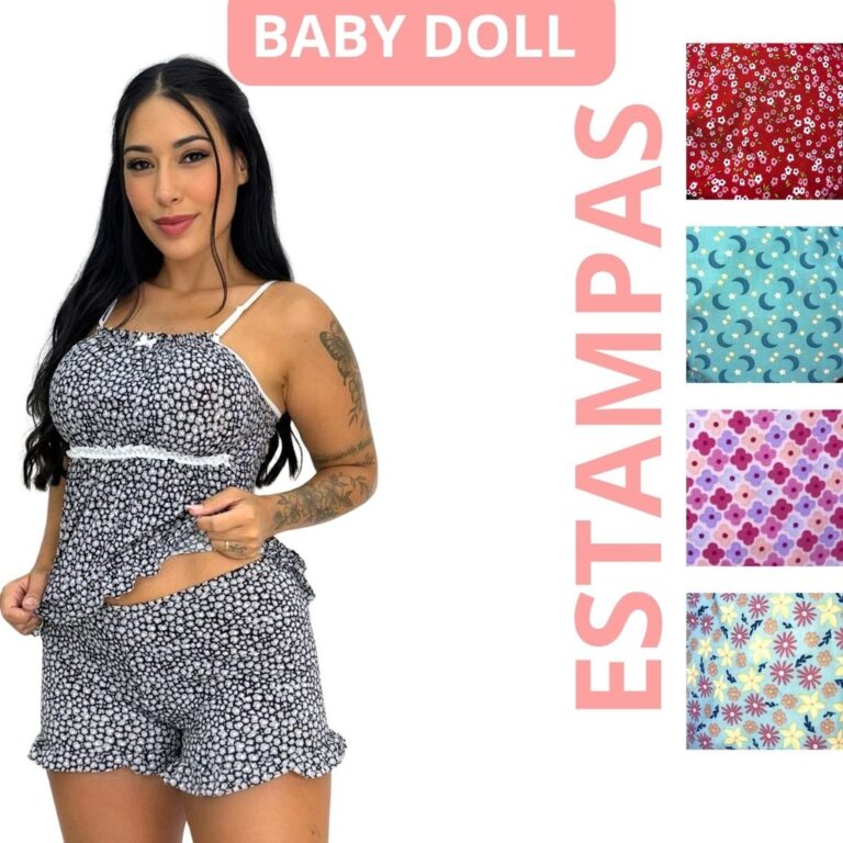 Baby Doll Liganete de Alcinha Estampado Feminino P