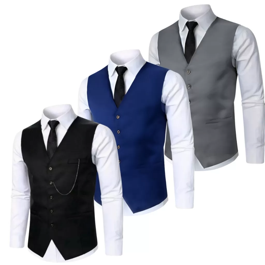 Kit 3 Coletes Social Slim Masculino Alfaiataira P/ Eventos Social; Padrinhos