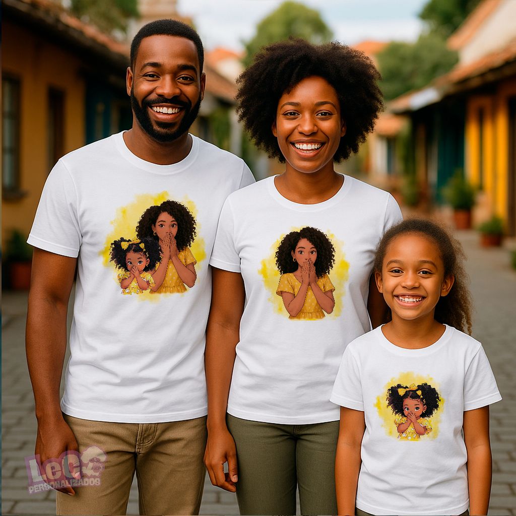 Kit Camisetas Família | Kit com 2 camisetas adulto e 1 camiseta Intantil Poliéster – Kit Tal Mãe, Ta
