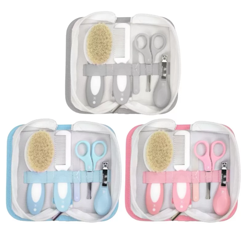 Kit Completo Pimpolho: 5 Peças Essenciais + Necessaire com Cerdas Naturais para o seu Bebê