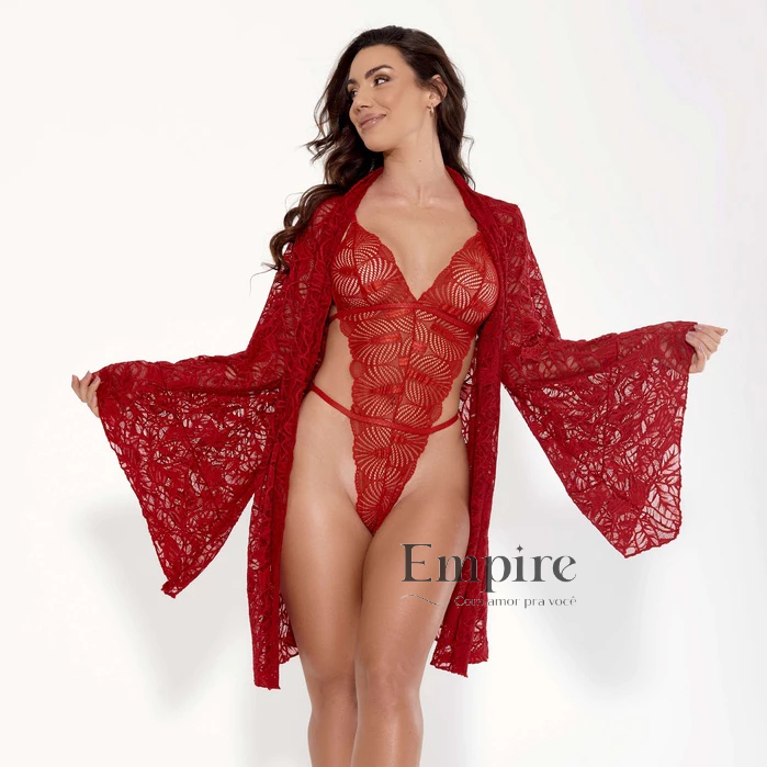Robe Feminino Sexy com Renda Anita Manga Flare Rob