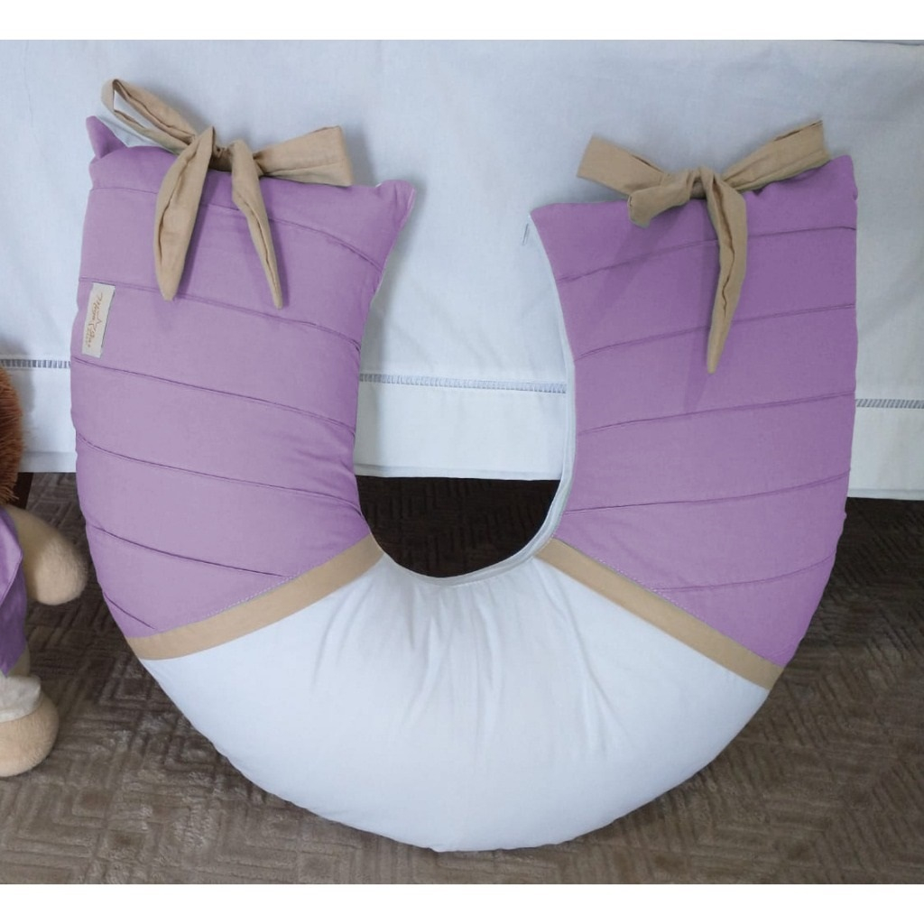 Almofada Amamentar Friends Safari Lilas Com Branco