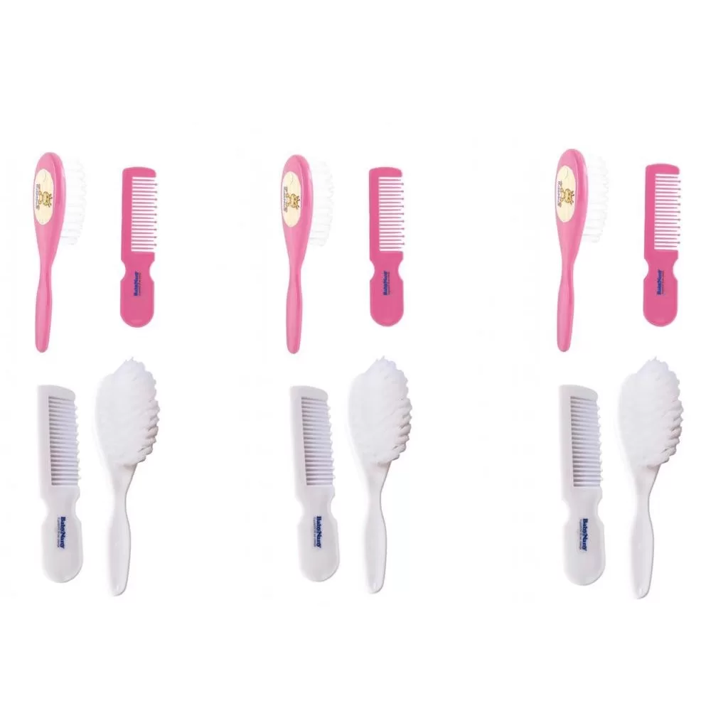 Escova E Pente Infantil Bebê 6 Kits Menina Baby Nany