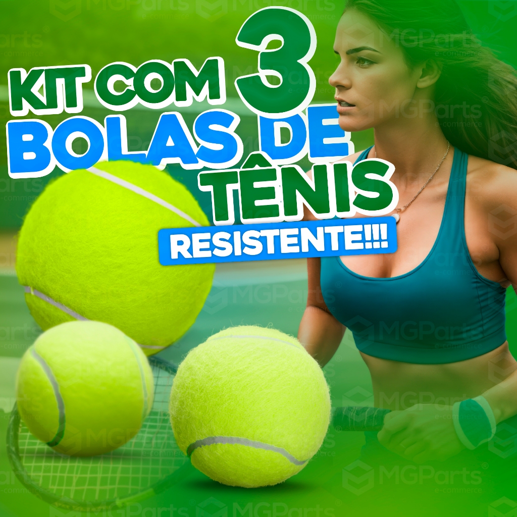 Kit com 3 Bolas de Tênis para Treino Alta Performance Esporte Lazer Jogos ao Ar Livre Pet Cachorro