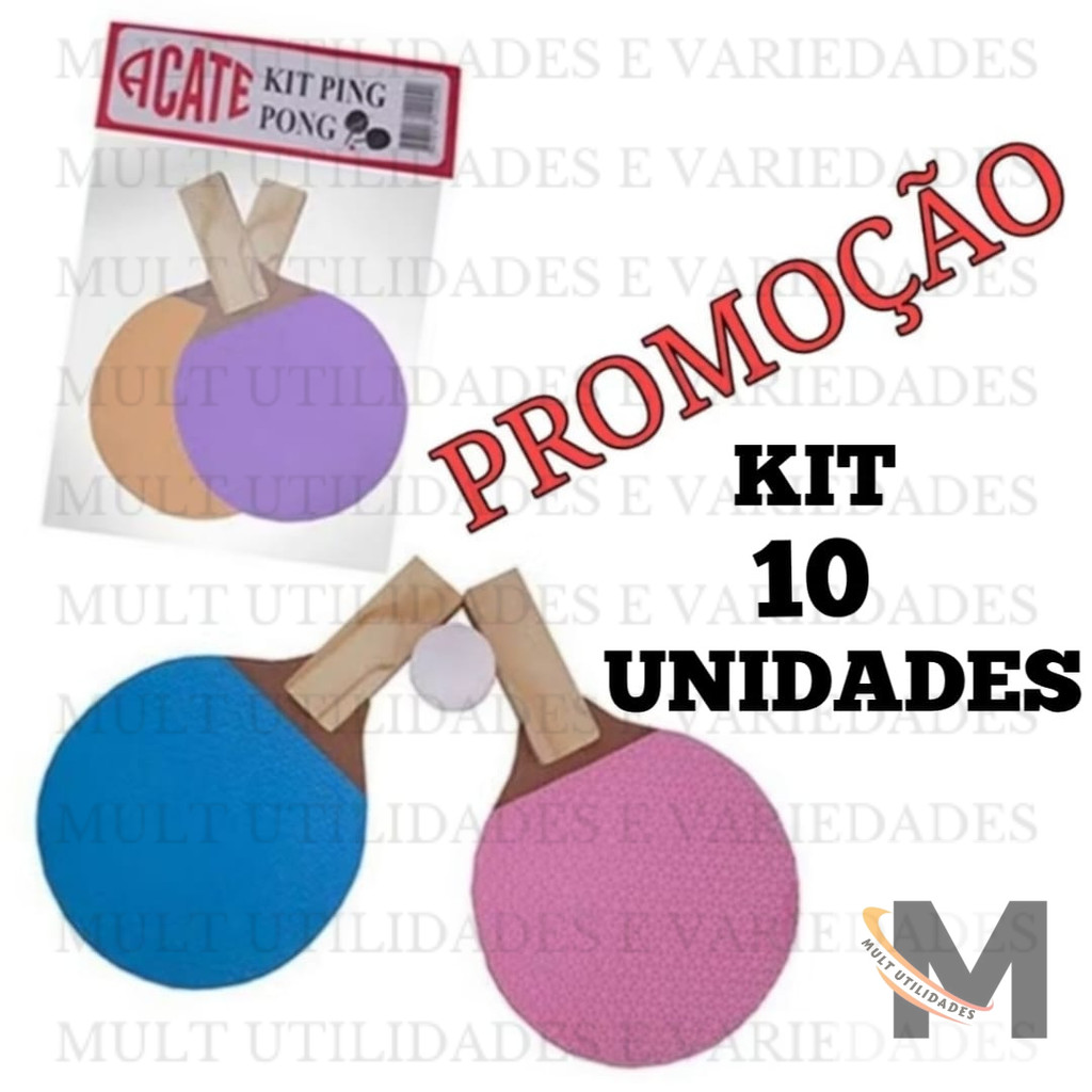 KIT 10 pares raquete ping pong+1bolinha