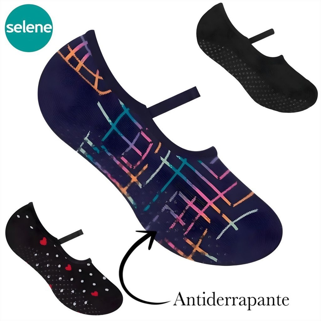 MEIA PILATES SELENE ORIGINAL SAPATILHA FEMININA ANTIDERRAPANTE