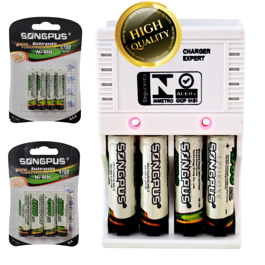 Pilhas Recarregáveis e Carregador Original Original Oferta