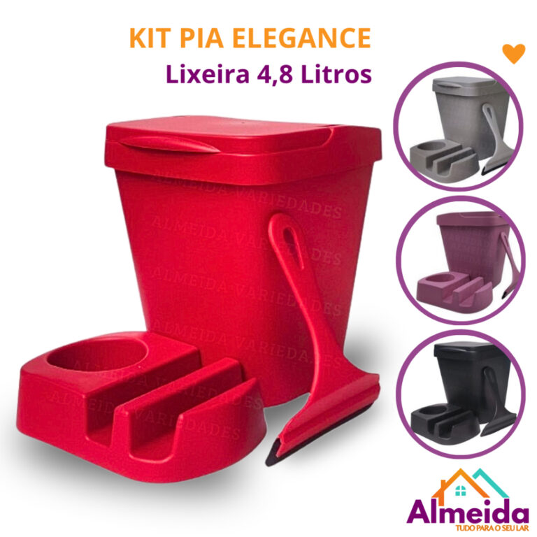 Kit Pia Multiuso Elegance Porta Detergente Rodinho