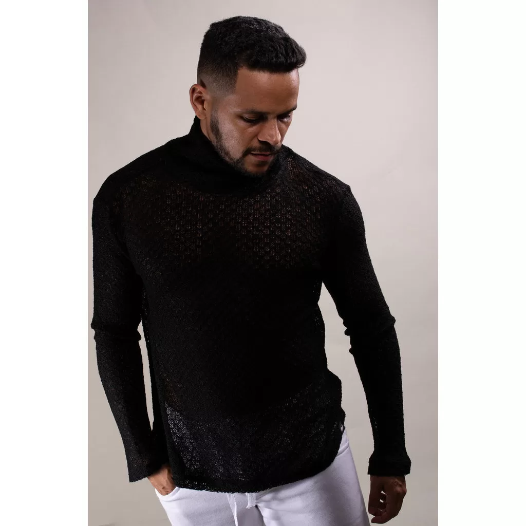 Blusa Cacharrel Tricot De Lã Preta