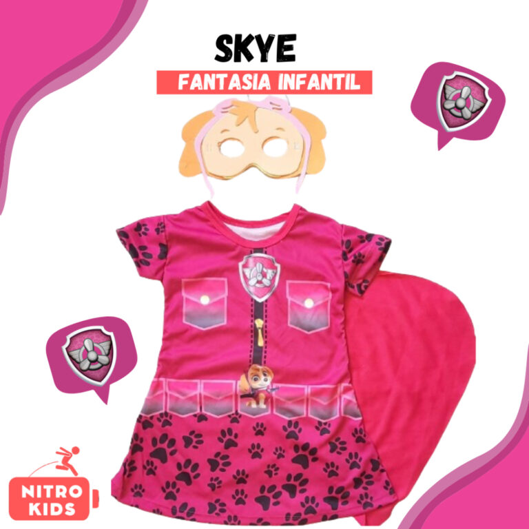 Fantasia Vestido Simples da Skye (Patrulha Canina)