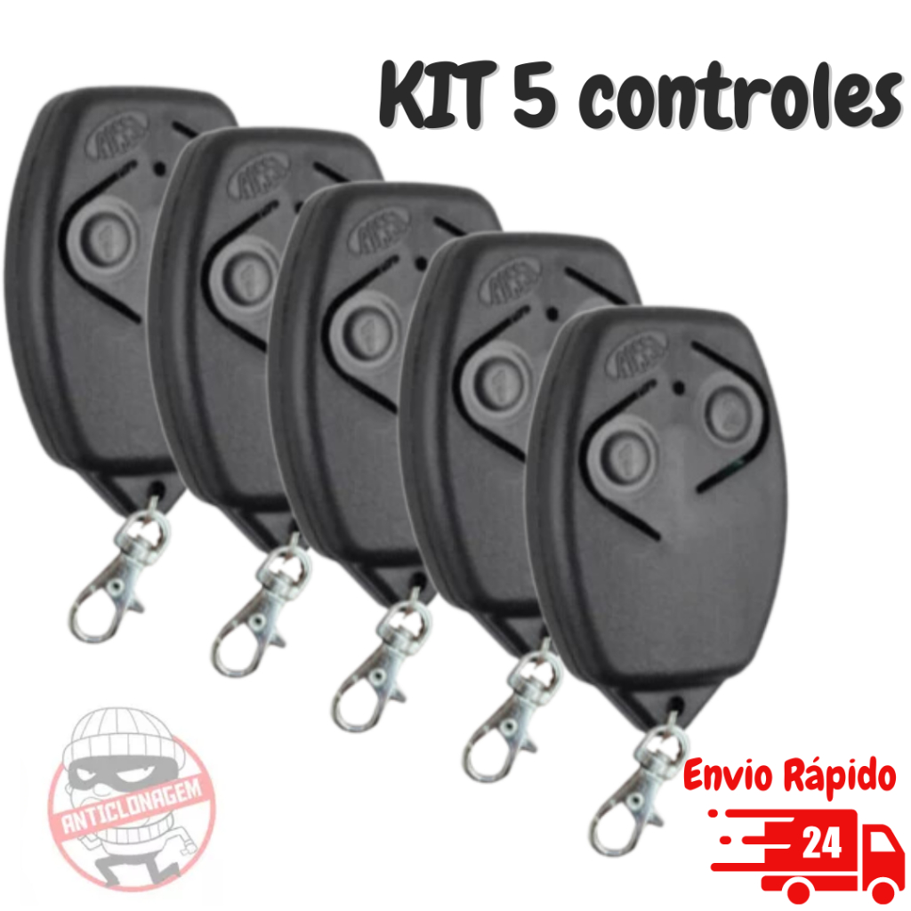 Kit 5 Unidades de Controle Remoto de Portão Rossi 433mhz
