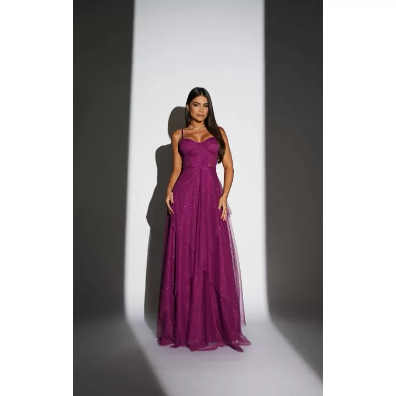 vestido de festa longo madrinha formatura casamento convidada debutante elegante fuscia