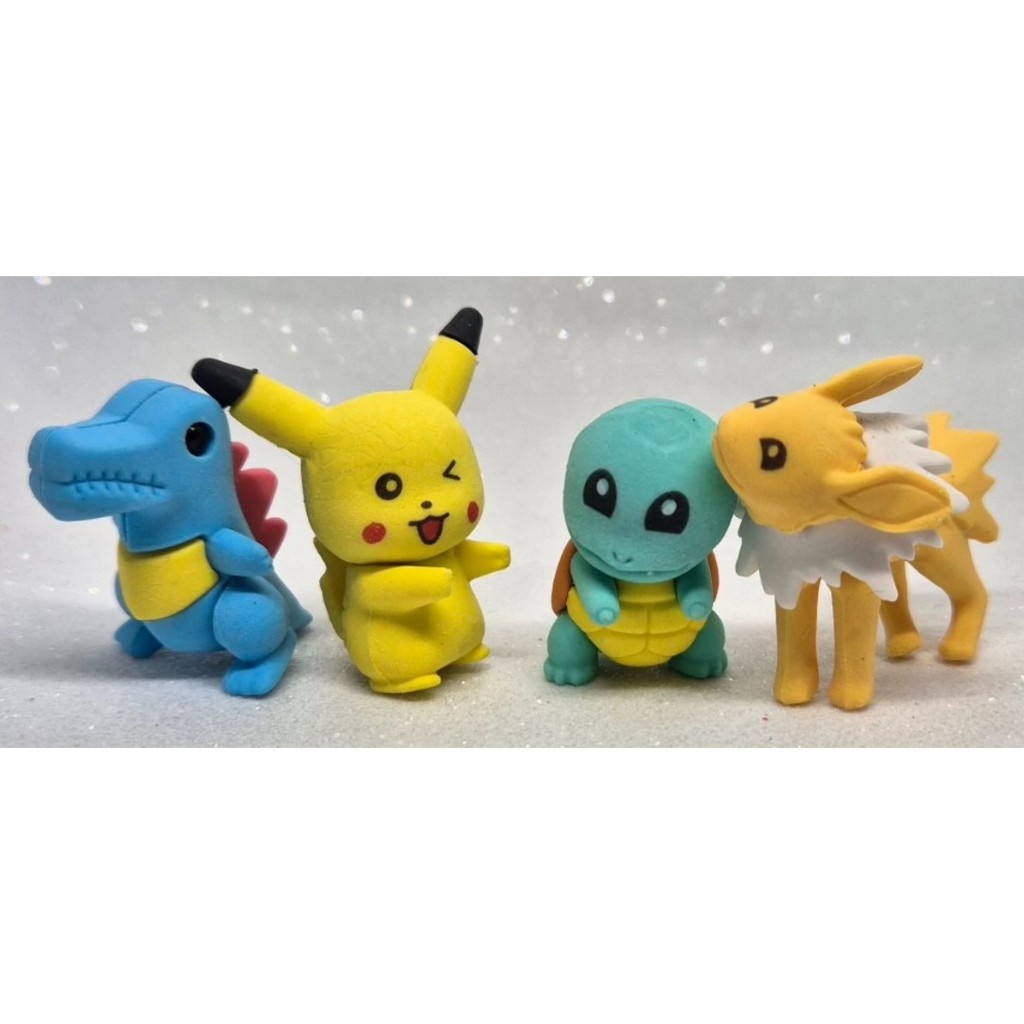 KIT COM 4 BORRACHAS FOFAS POKEMON / PAPELARIA FOFA KAWAII / MATERIAL ESCOLAR