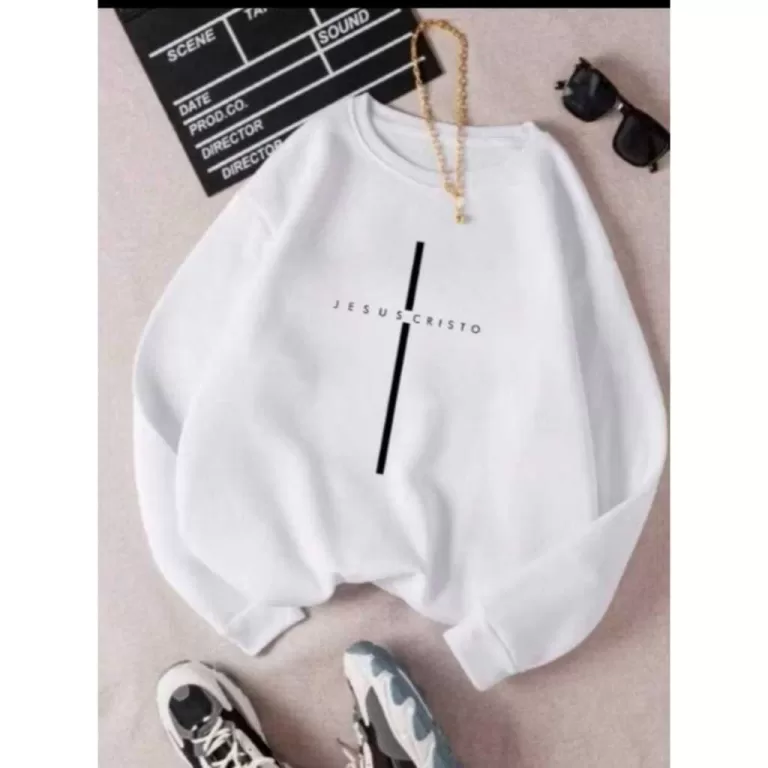 Blusa De Frio Moletom Gola Careca Estampada Um Ót