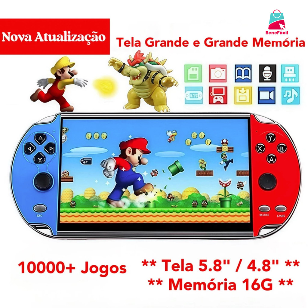 10000 Jogos Retro 2025 Videogame Portatil Tela 5.8 /5.5 16GB Console de Mão Memoria Expansivel