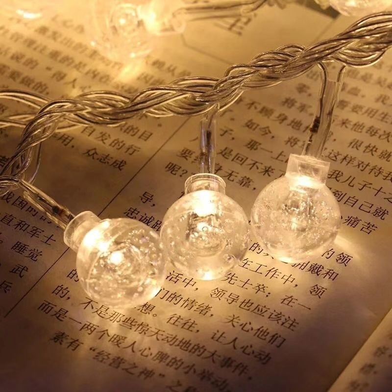 Cordão Luminoso 20 LEDs Bolas Bolhas 3 Metros Fio de Luz Decoração Festa