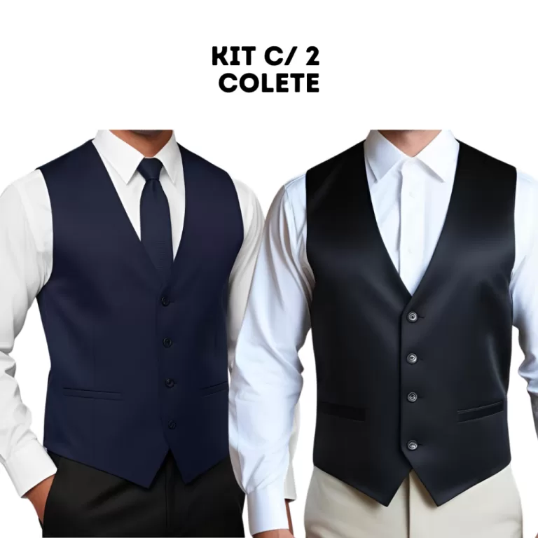 Kit com 2 colete social slim masculino oxford pre