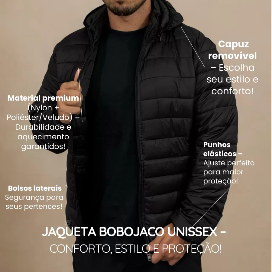 Jaqueta Puffer Bobojaco Corta Vento Nylon Frio Reforçada