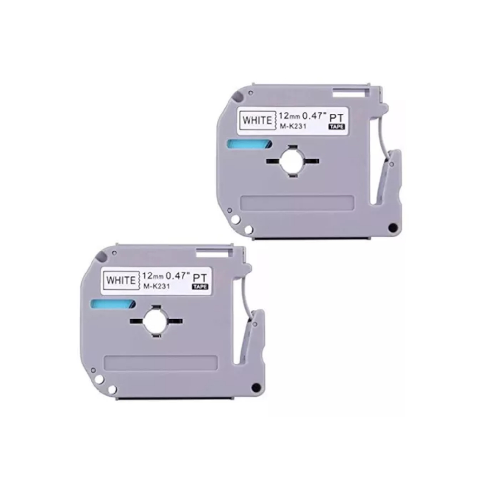 Kit 2x Fita Rotulador Mk-231 Compatível Brother Pt70 PT80 Pt90 Branca 12mm