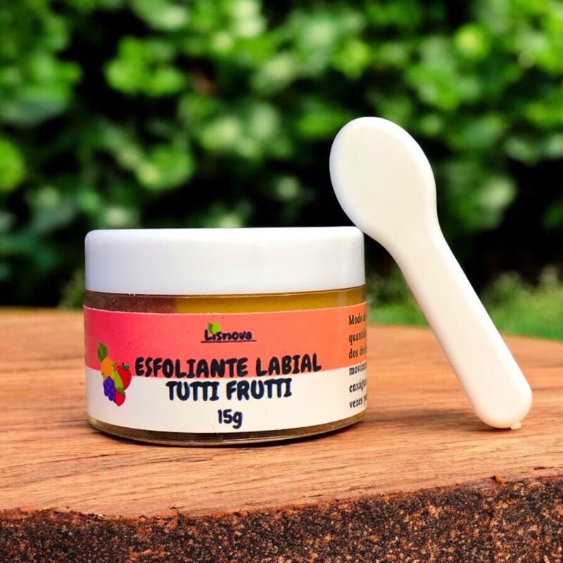 Esfoliante Labial Lip Scrub de Tutti Frutti com Cristais de Quartzo e Vitamina E  – 15g | Vegano