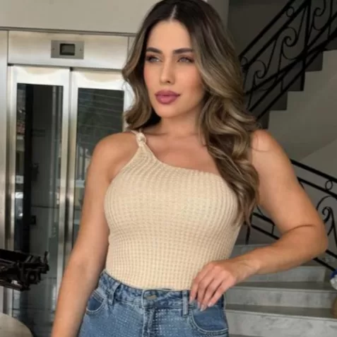 Cropped Tricô Modal Nula Manga Alça Unica com N�