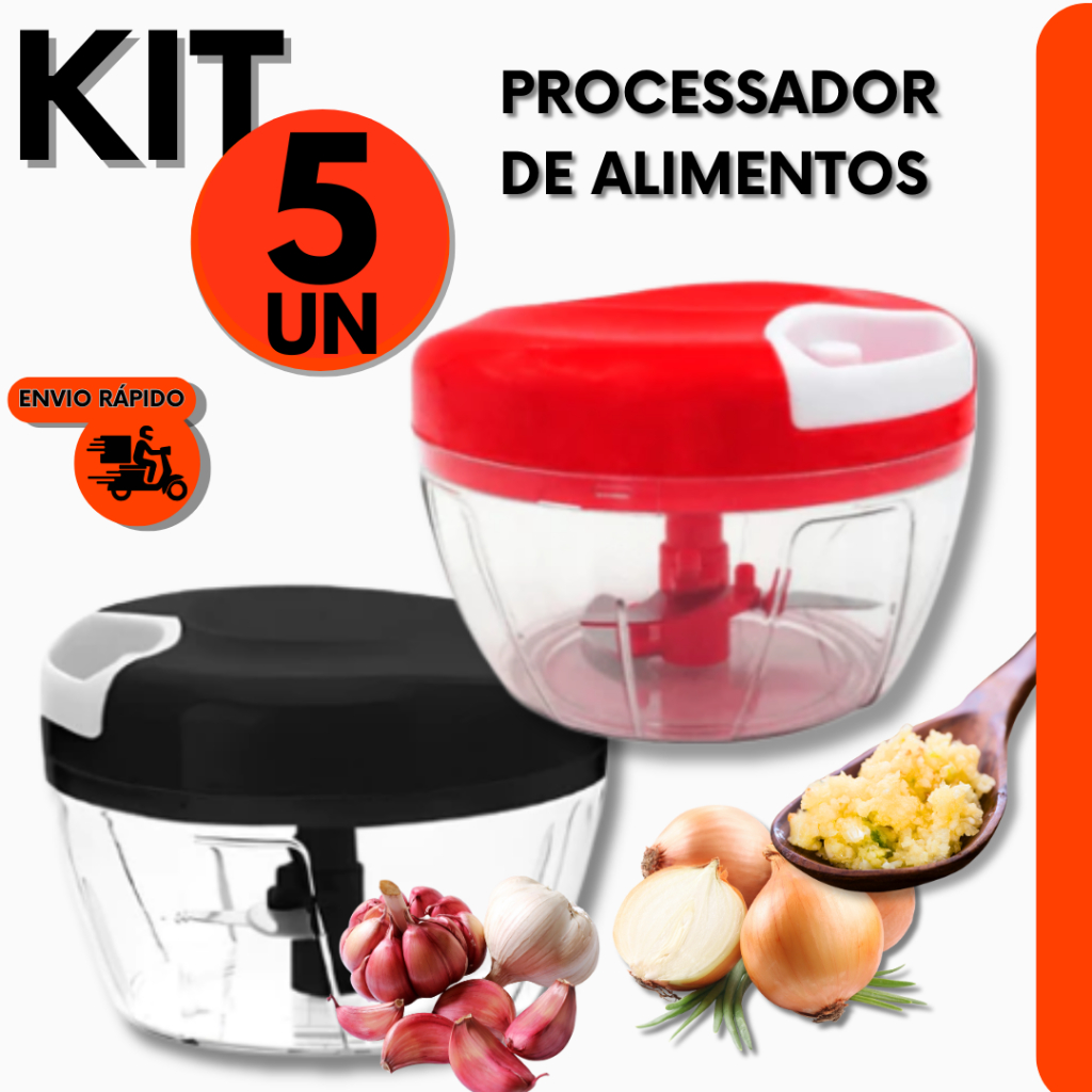 Kit Processador de Alimentos Cebola e Legumes Manual 3 Lâminas em Aço Inox P/ Restaurante Casa Bar