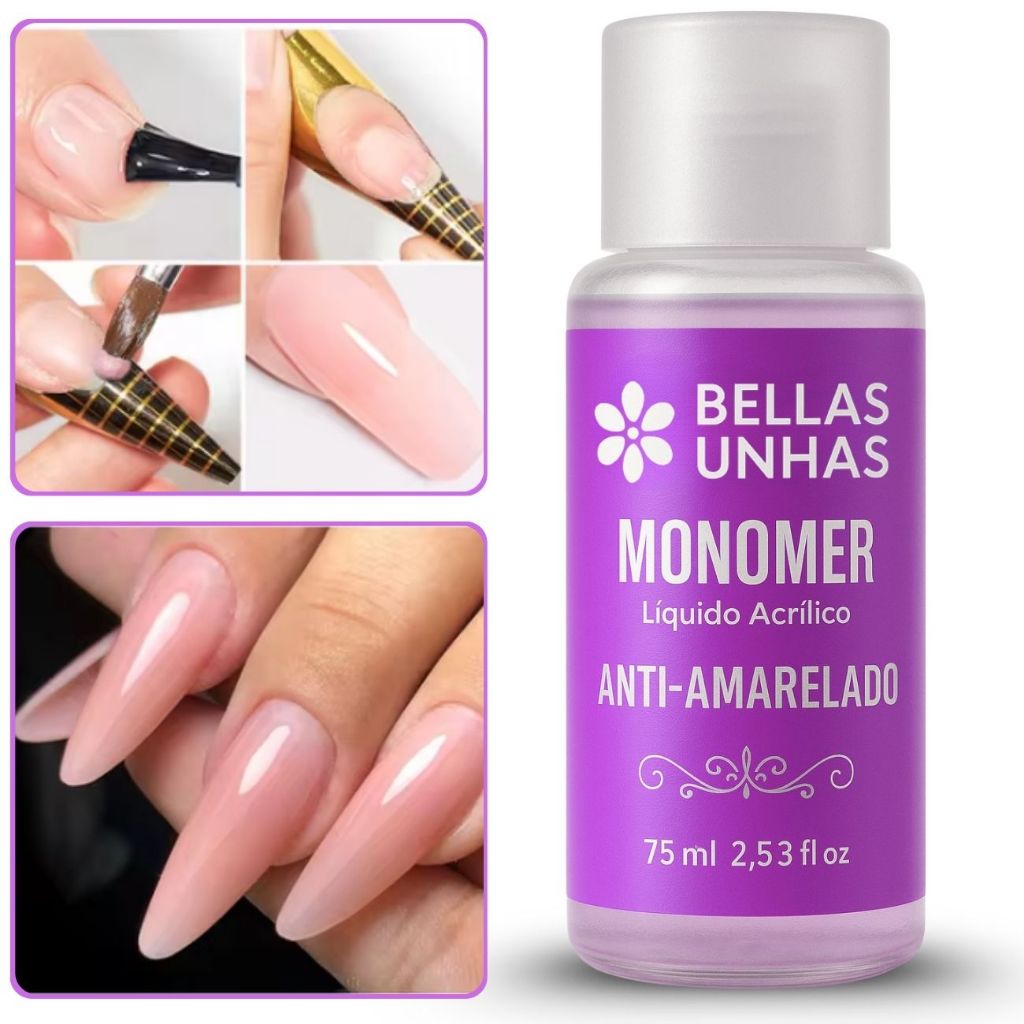 Monomer Líquido Acrílico Porcelana Acrylic Liquid Nail Unhas Alongamento Gel 75ml – Envio Imediato
