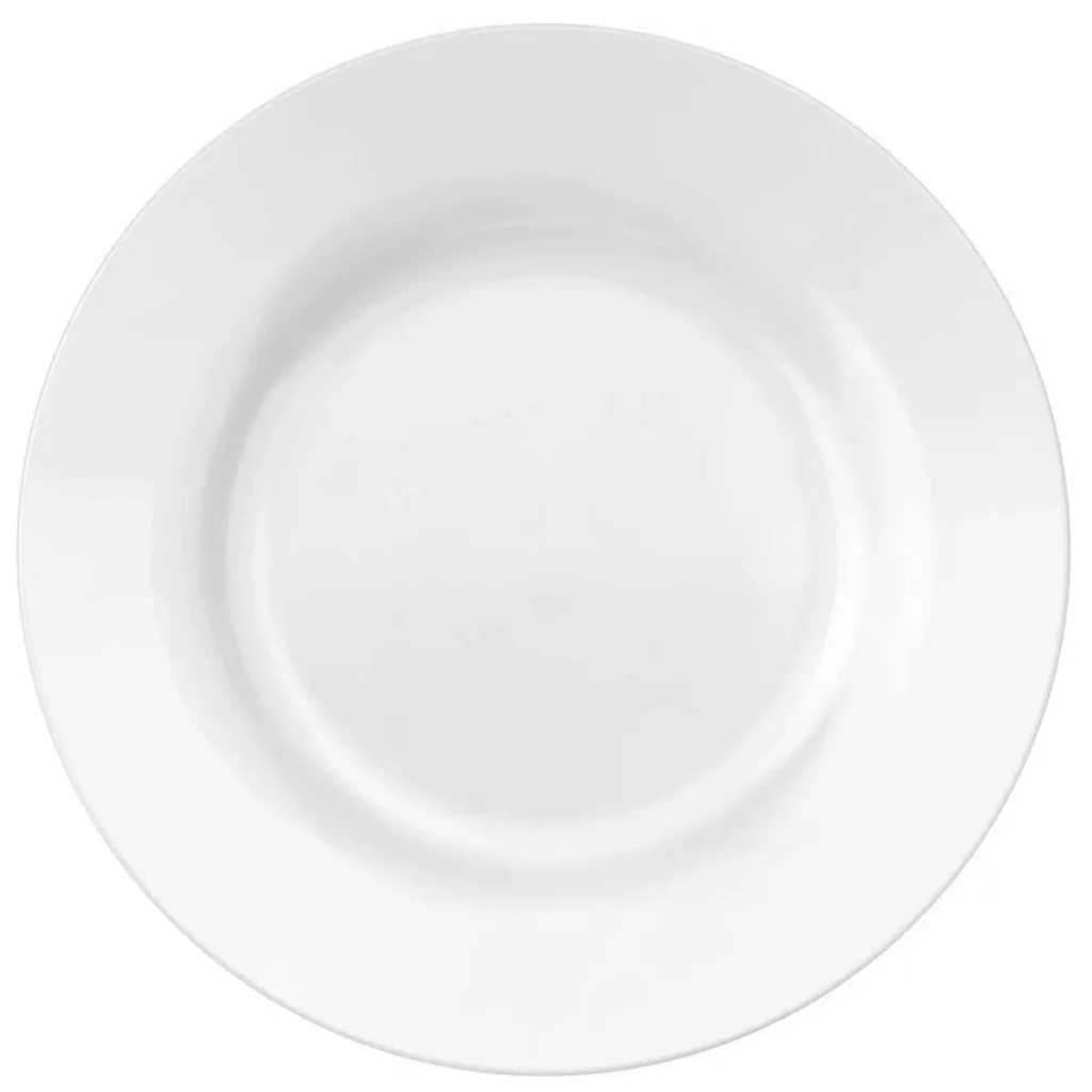 Jogo 6 Pratos Rasos Sobremesa Redondo Opaline Vidro Branco 19 cm