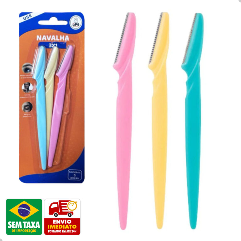 Navalha Para Sobrancelha Cabo Plastico Embalagem c