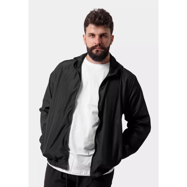 Blusa Jaqueta Corta Vento Masculina Impermeavel Com Zíper e Capuz Preto