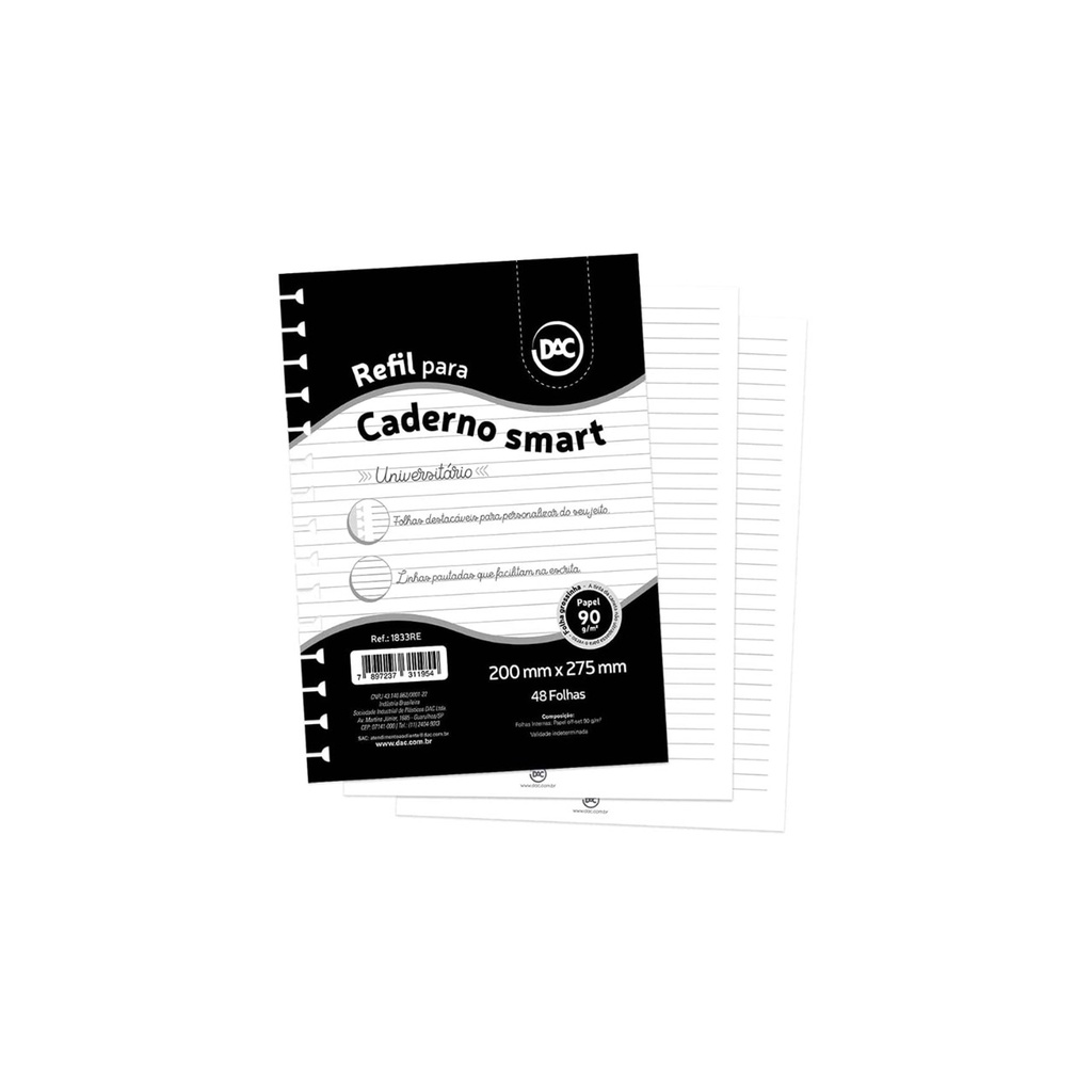 Refil De Folhas P/Caderno Univ.Smart Tira e Põe 48fls 1833Re