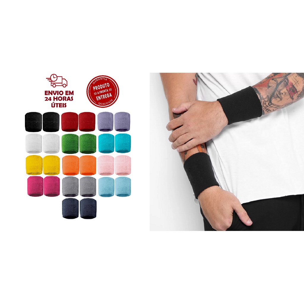 02x Munhequeiras Pulso Toalha Unissex Masculino Feminino Tênis Academia