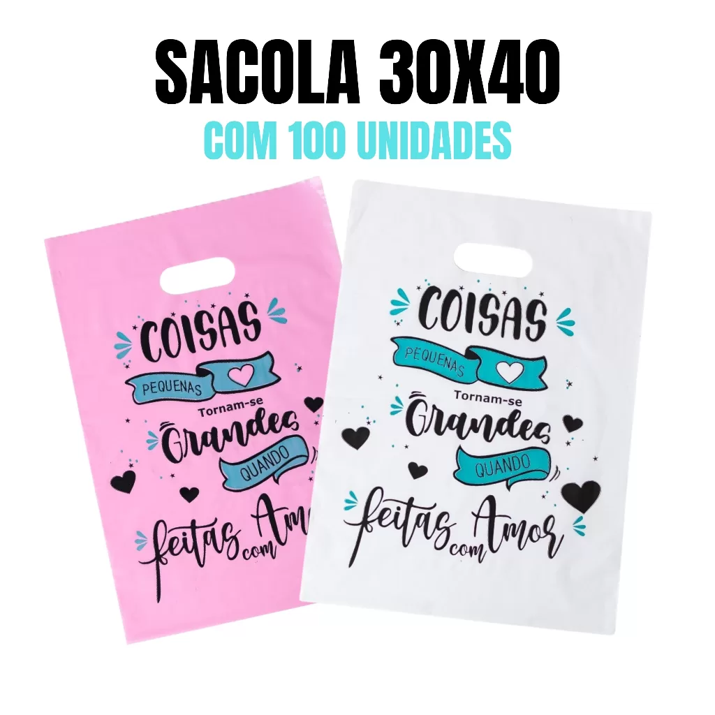 Kit Sacolas com Frases c/ 100 und – Sacolas Estampadas Frases Inspiradoras Sacolas Decoradas para Lo