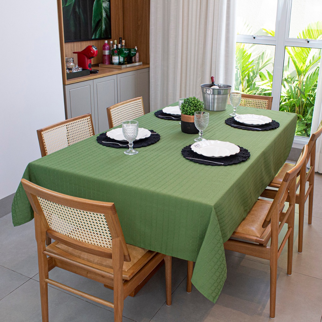 Toalha de Mesa Retangular Lisa 6 Lugares Cadeira 2,10×1,50m Texturatta Cozinha Buffet Festa Cozzilar