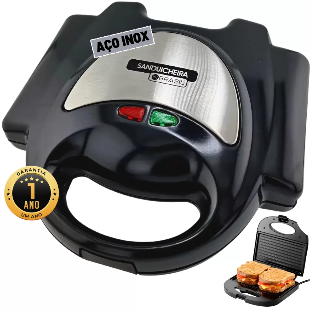 Sanduicheira e Grill Inox antiaderente – 750W – Mod: INBSW02 – In Brasil