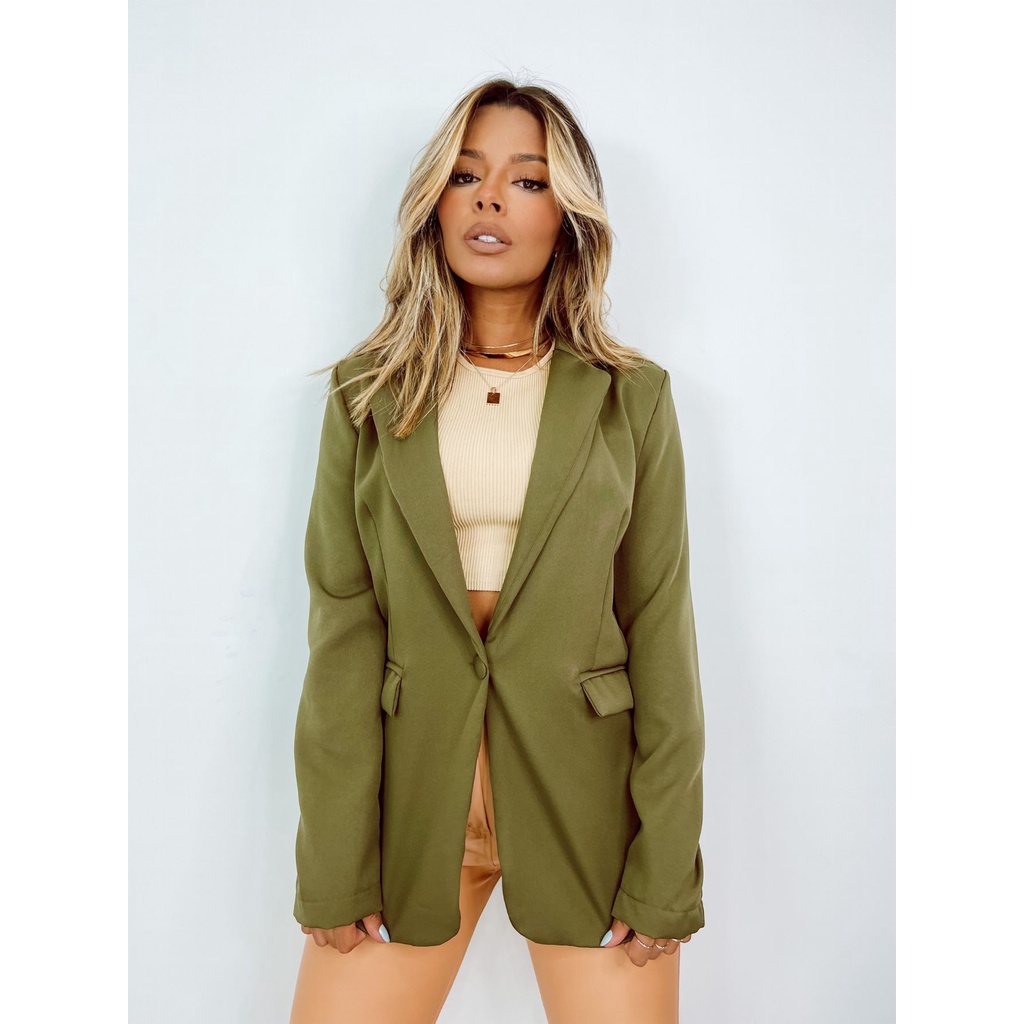 Blazer Alfaiataria Feminino Social Longo Acinturado Max Terno