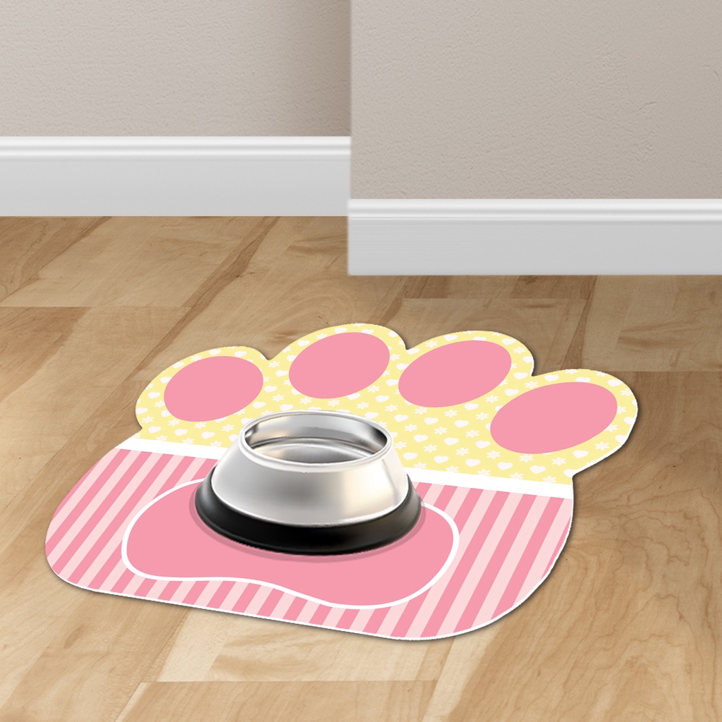 Tapete Pet Patinha Comedouro Cachorro e Gato Listras Antiderrapante Dcorô