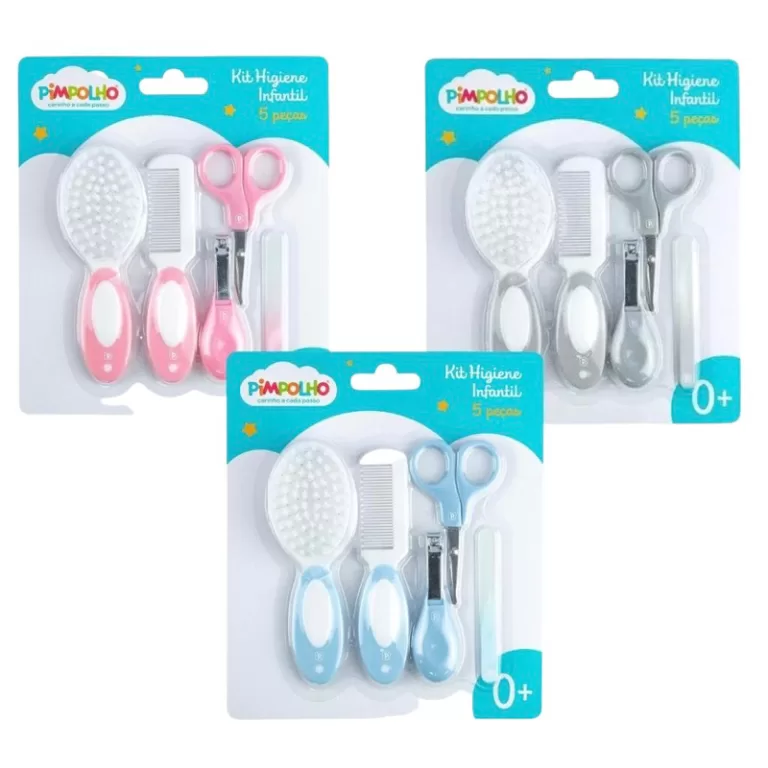 kit higiene 5 peças bebe unha pimpolho