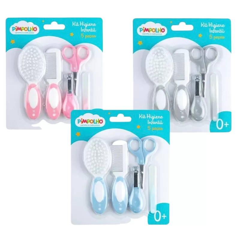 kit higiene 5 peças bebe unha pimpolho