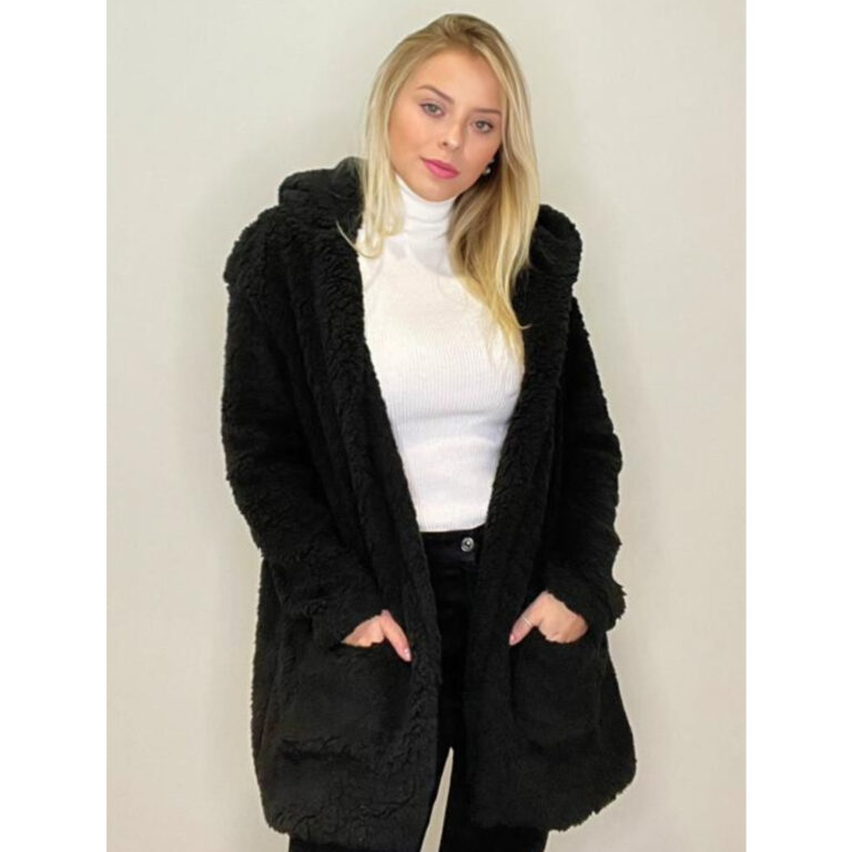 Casaco Teddy Feminino Preto Branco Off Blusa de fr
