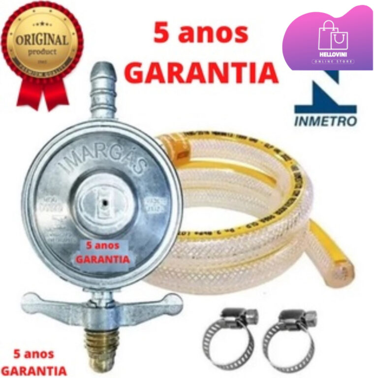 Kit Registro Regulador de Gás de Cozinha Mangueir