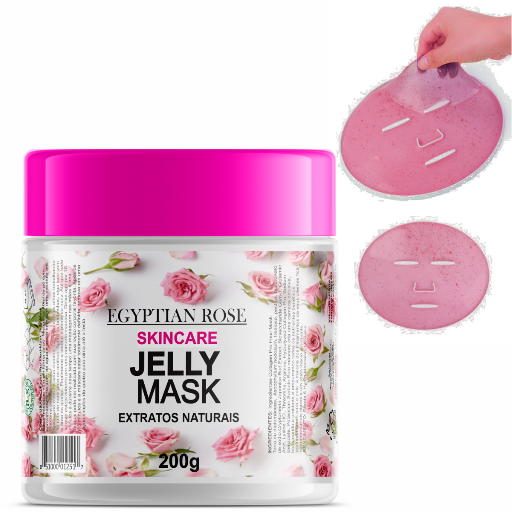 Máscara jelly mask rose + molde de preparo epilação e facial rosto e corpo