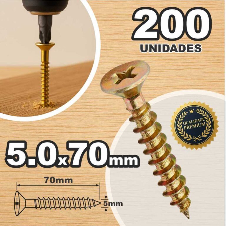 Caixa de Parafuso 5,0X70 200un Para Moveis Drywall
