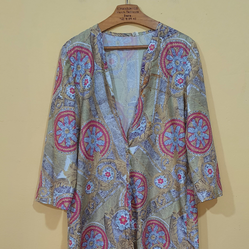 roupão sobretudo levinho estampado vintage anos 80