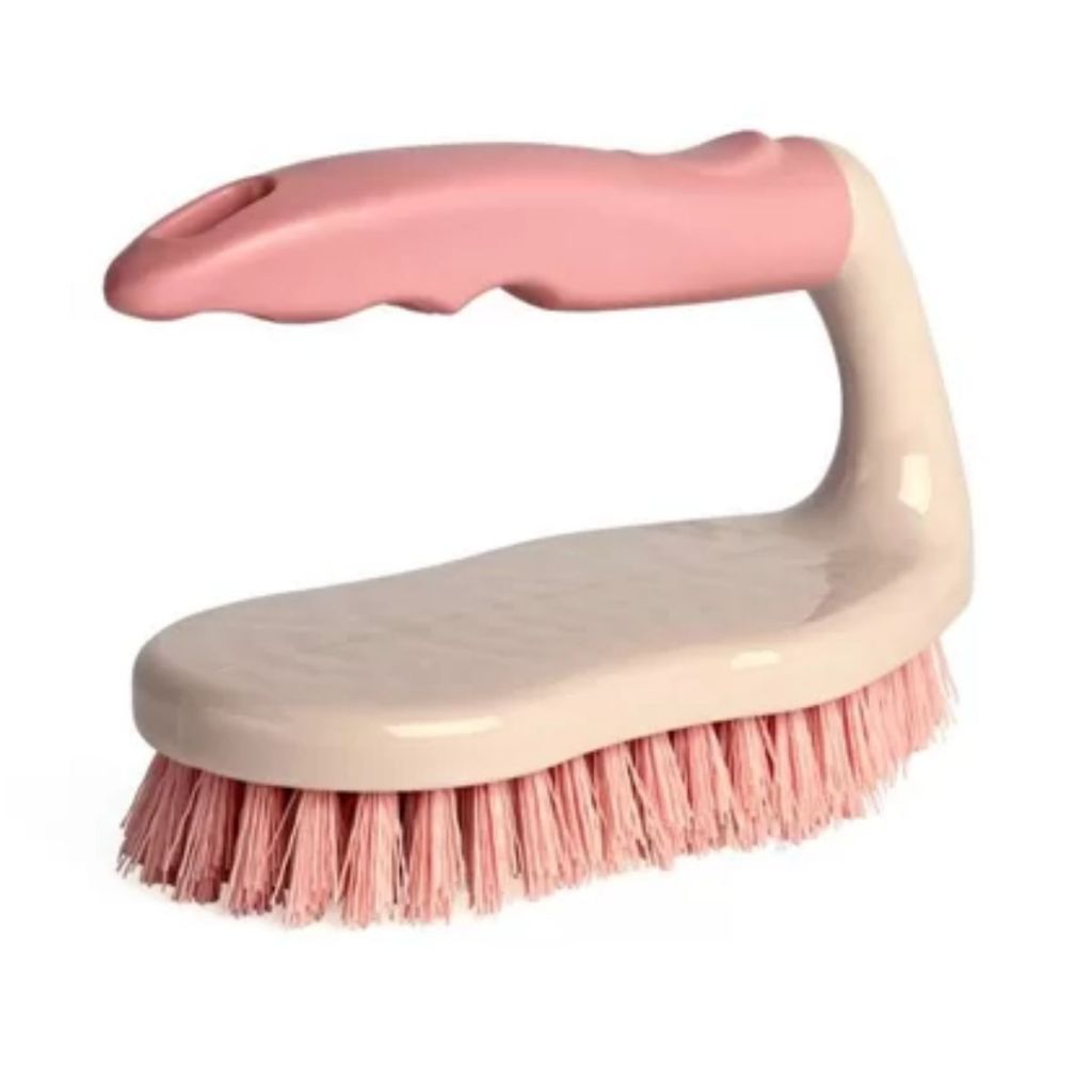 Escova de Lavar Roupa Faxina Limpeza Com Pegador Rosa Plasvale