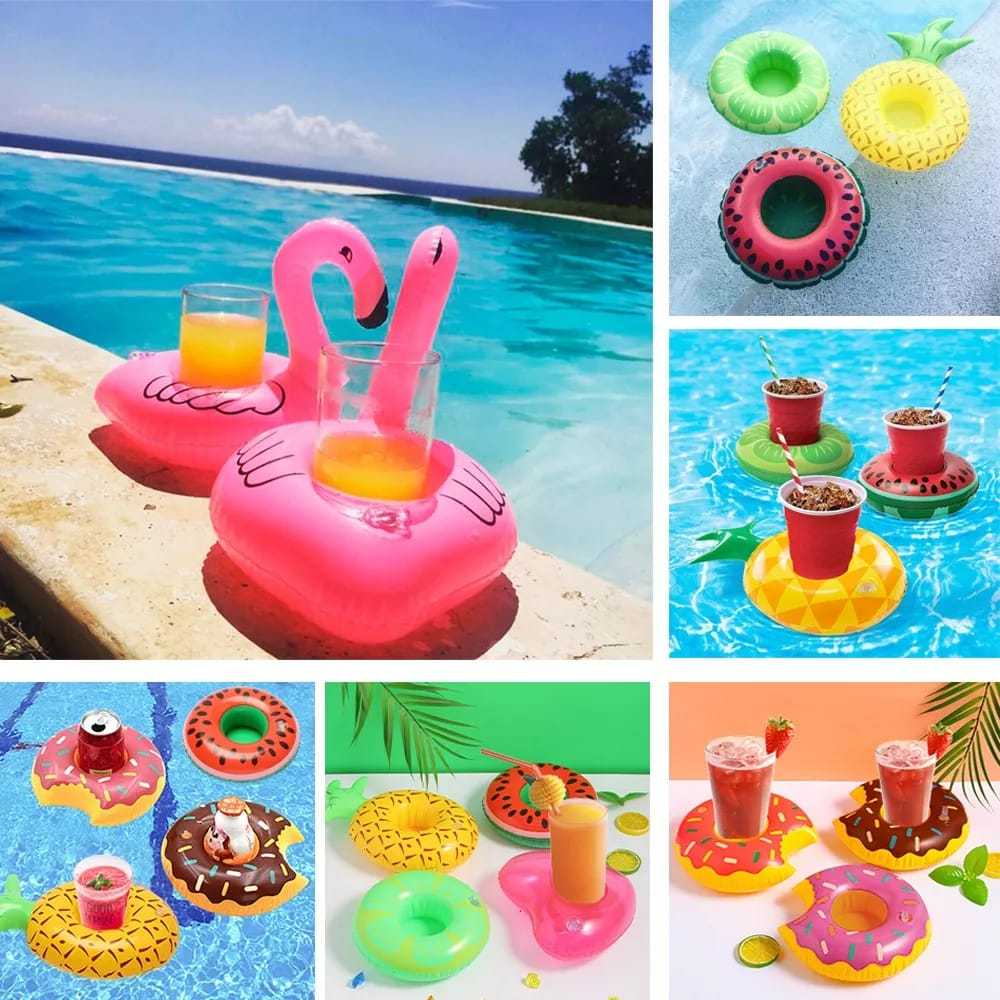 Kit 5/10 Porta Copos Boia Inflavel Piscina Varios Formatos Porta Lata Brinquedos para Piscina