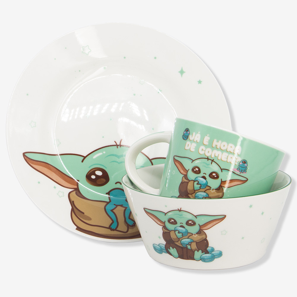 Kit Alimentação Baby Yoda Mandalorian Star Wars Cerâmica ZC